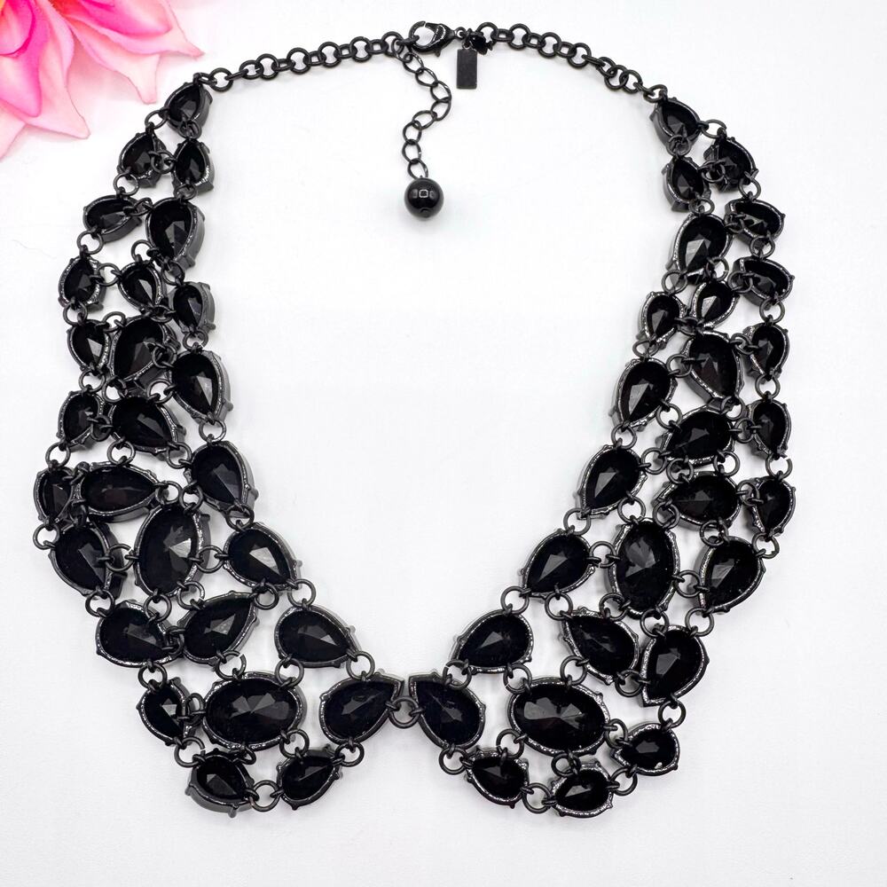 Kate Spade New York Plaza Anthee Collar Necklace Black Rhinestone Signed Rare - Picture 9 of 14